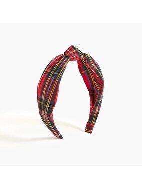 J CREW Red Tartan Knot Headband NEW NWT Womens